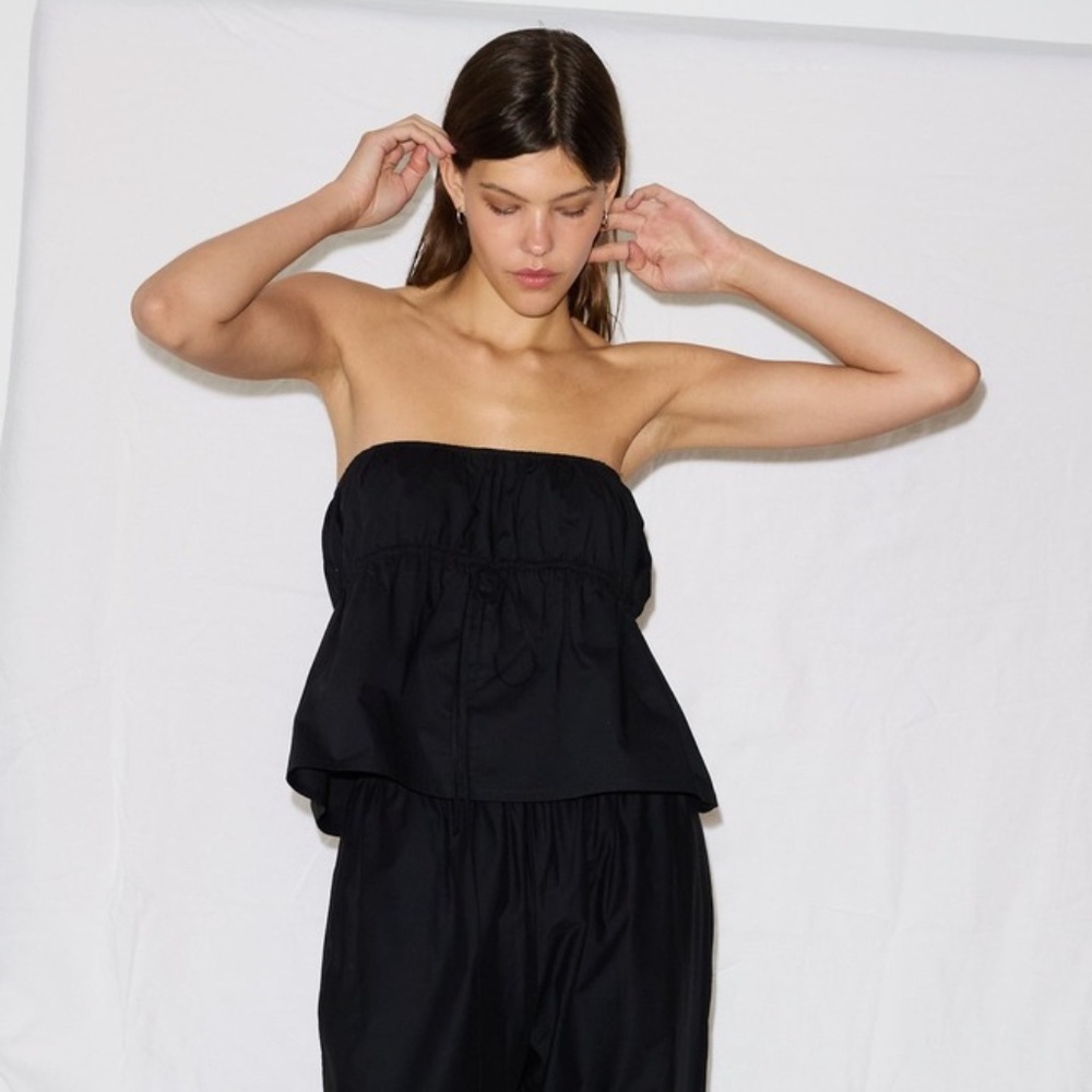 DEIJI STUDIOS The Strapless Cotton Top in Black / Skirt SS2023 XL NWT Soldout